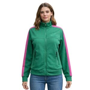 Y2K Nike ACG Green Zip Track Jacket | Pink Stripe | Athletic Jacket | Medium